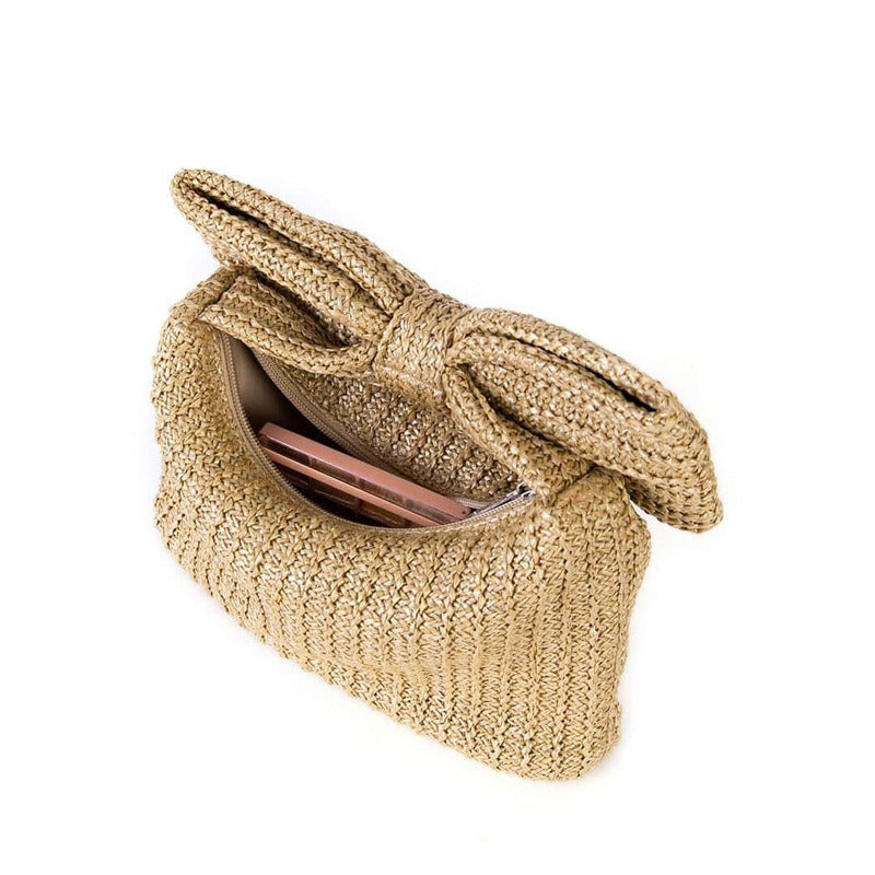 Bow knot grass woven handbag small bag hand-held bag