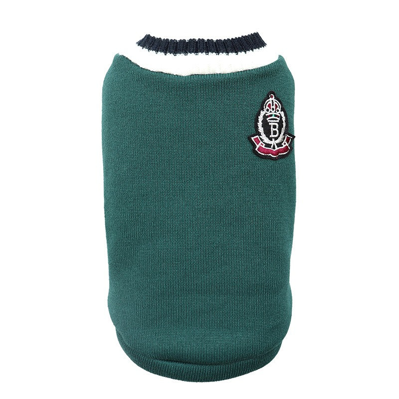 University Style Knitted Vest V-Neck College Fashionable Dog Clothes