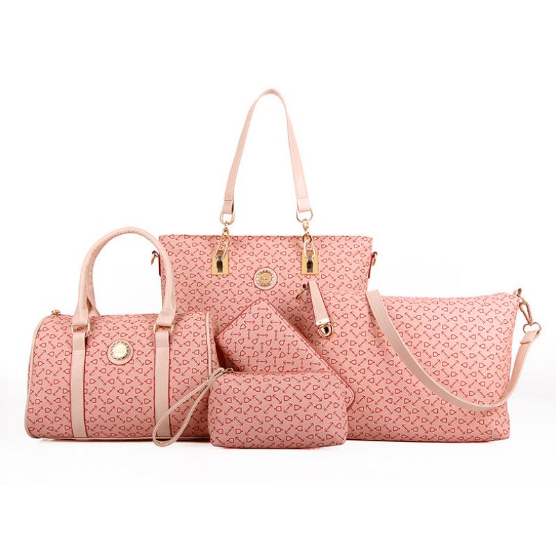 6 pcs lady set bag Women handbag with shoulder bag+Totes+clutch+key holder