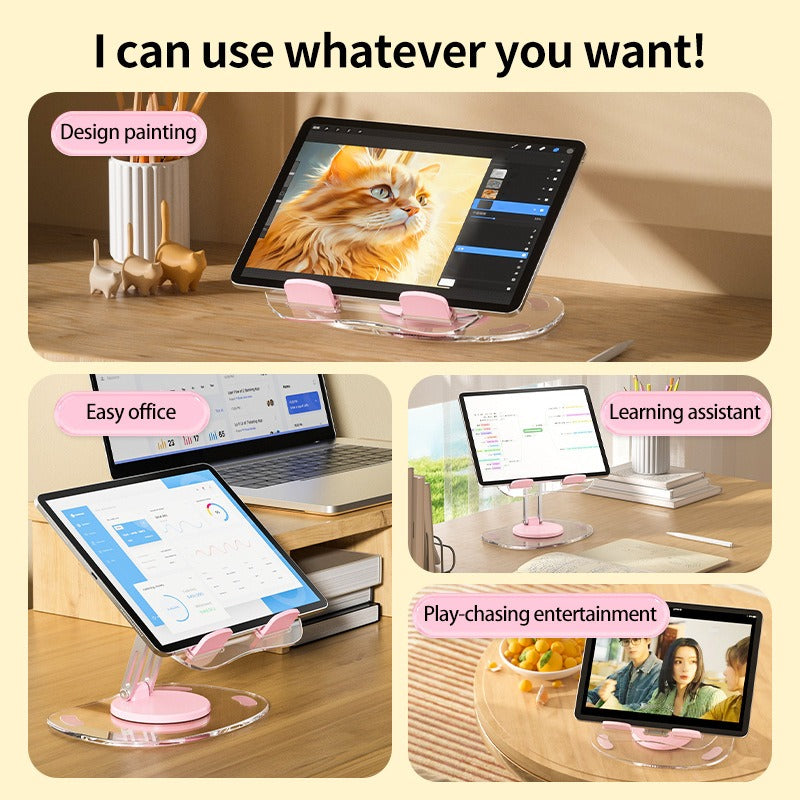 Acrylic Tablet Stand 360 Degree rotating foldable portable ipad / Tablet Stand