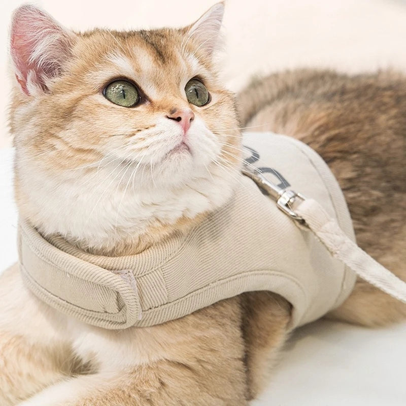 Cat Chest Back Harness Leash Adjustable Length Pet Traction Cat Dog Traction Rope Collar Cat Harness Belt