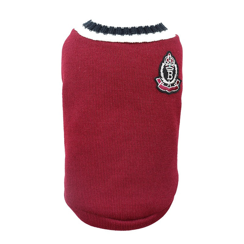 University Style Knitted Vest V-Neck College Fashionable Dog Clothes