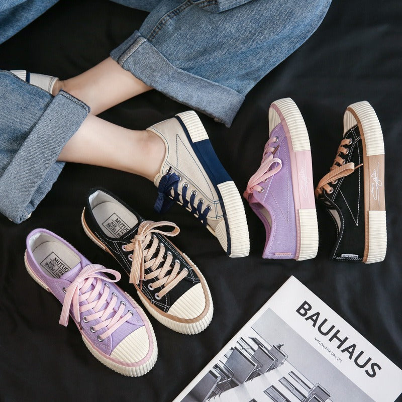 Biscuit shoes, canvas shoes, women's low cut Korean style trendy shoes, super popular Instagram women's shoes, student shoes