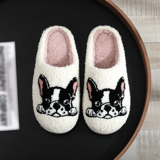 Winter Home Slippers For Women Cute Cotton Slippers Embroidery Houseshoes Cozy Fluffy House Retro Shoes Indoor Slide Shoes