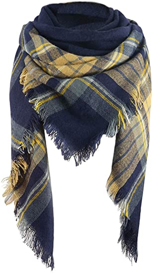 Women Scarves-yellow blue