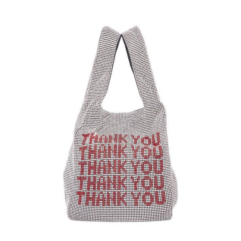 Handheld bag thank you diamond inlaid bling rhinestone handbag