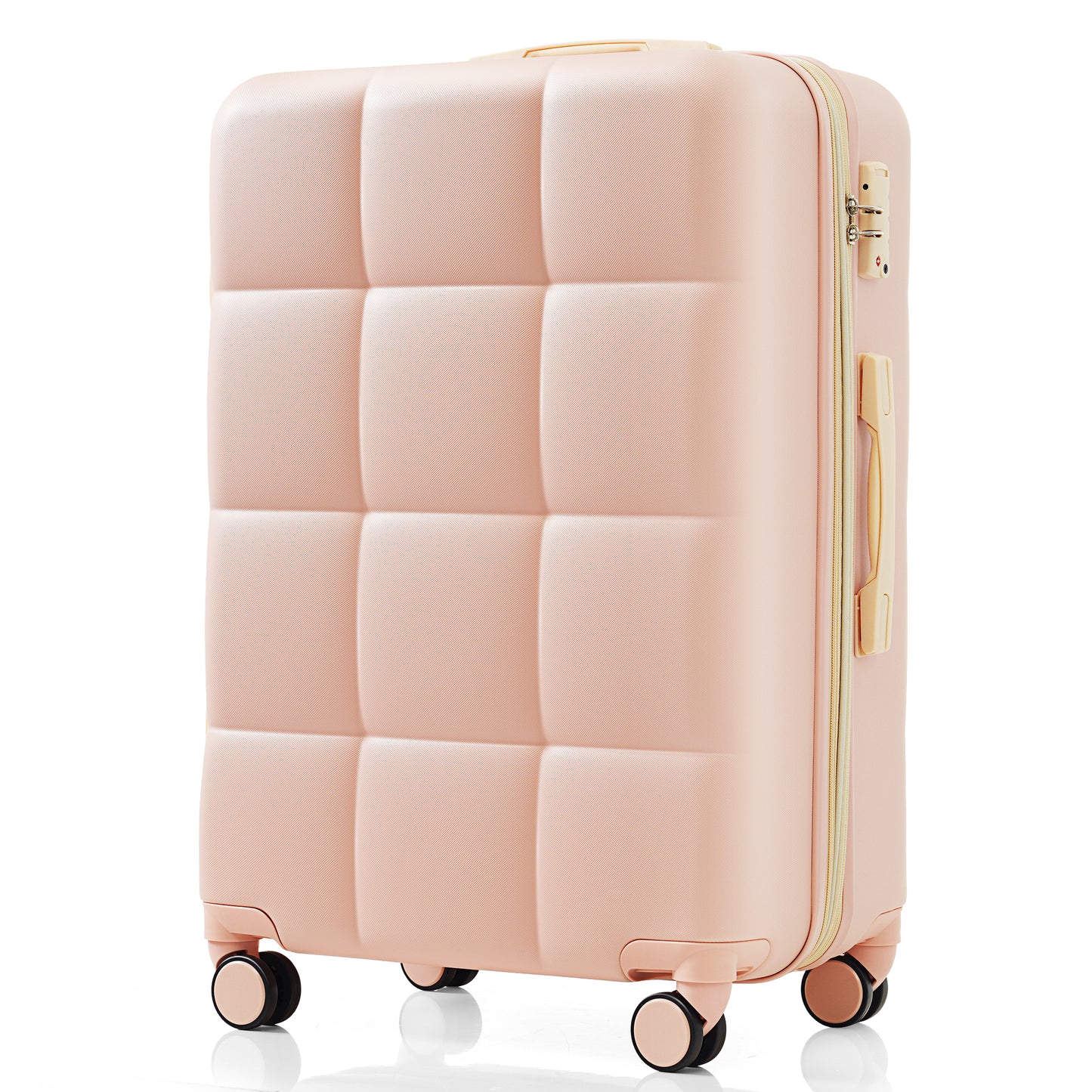 Elegant 3-Piece Luggage Set 20 inches ABS Hard Shell Luggage with USB port and cup holder Rotating Wheel Pink Set