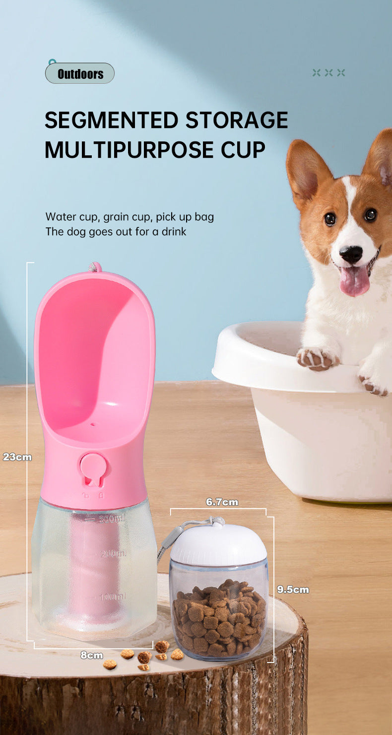 Portable Pet Multifunctional Water Bottle 3 in 1 Food Container and poop bag for pets