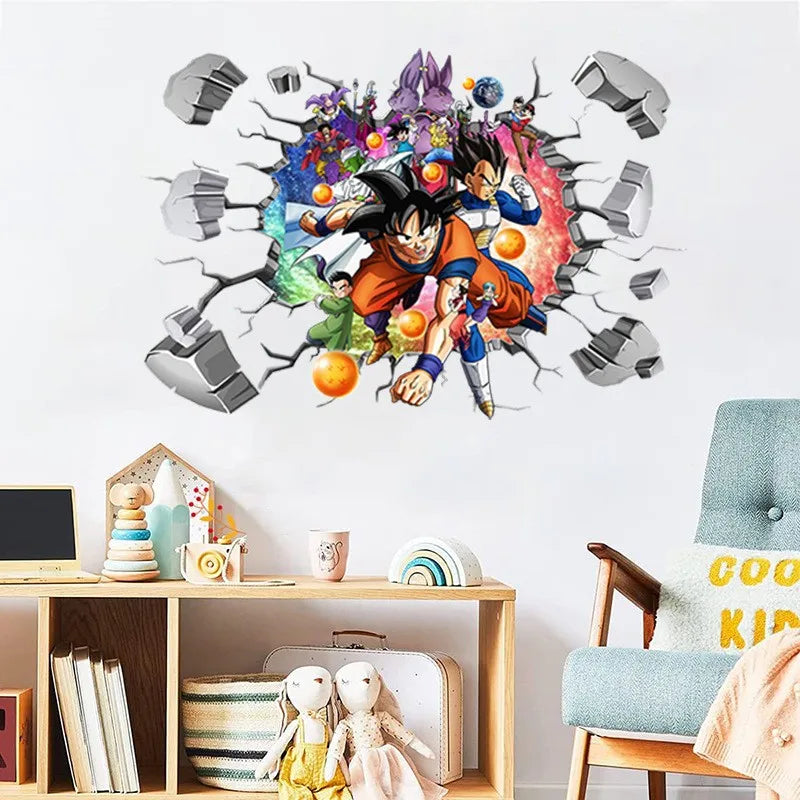 Riman Dragon Ball 3D Wall Sticker Corridor Layout Decorative Sticker Super Saiyan Cartoon DIYSticker Son Goku Children's ToyGift