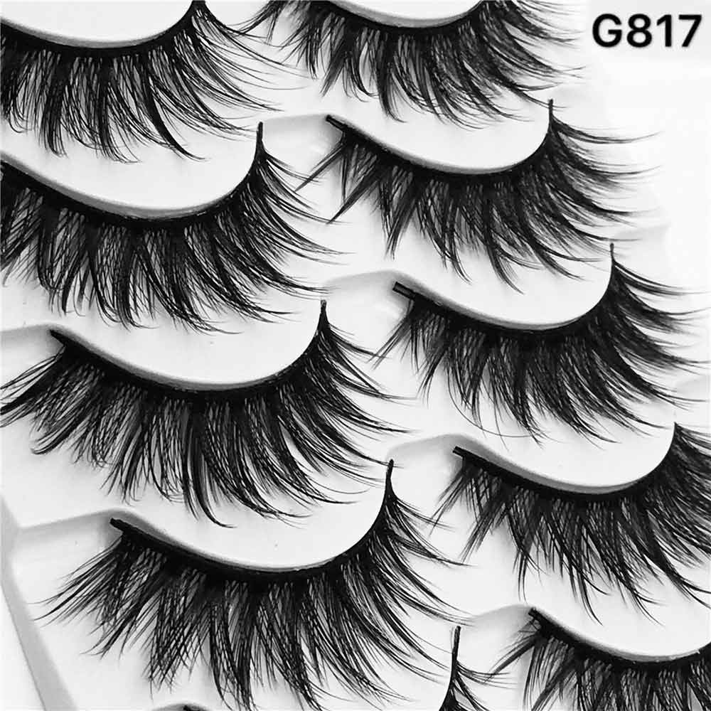 5 Pair 3D Mink Lashes Eyelashes Natural Eyelash Extension Volume Lashes Long Cross Faux Eye Lashes Makeup G800 G815