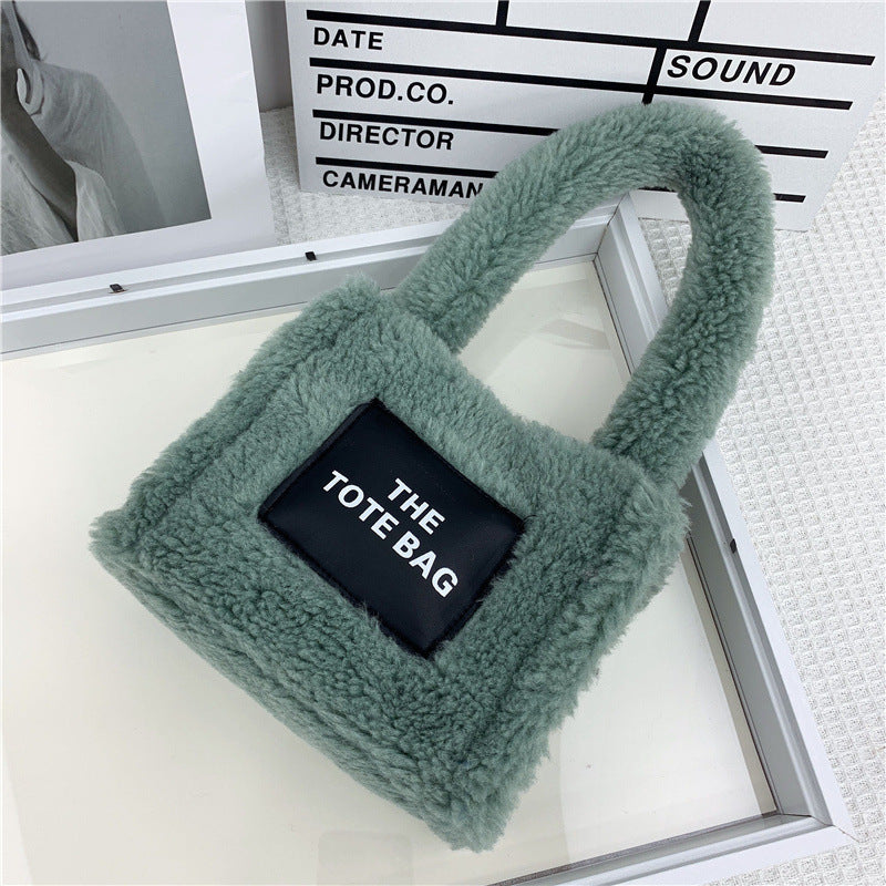 New Style Imitation Lamb Wool Plush Bag In Autumn And Winter Small Fashion Mini Tote Handbag For Women