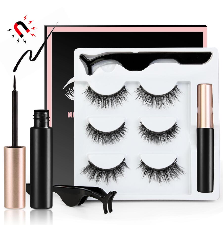 Magnetic Eyeliner Liquid Eyelashes Set Natural/Thick Long Eye Lashes Makeup Lashes Extension Tools 5pc Set 3D