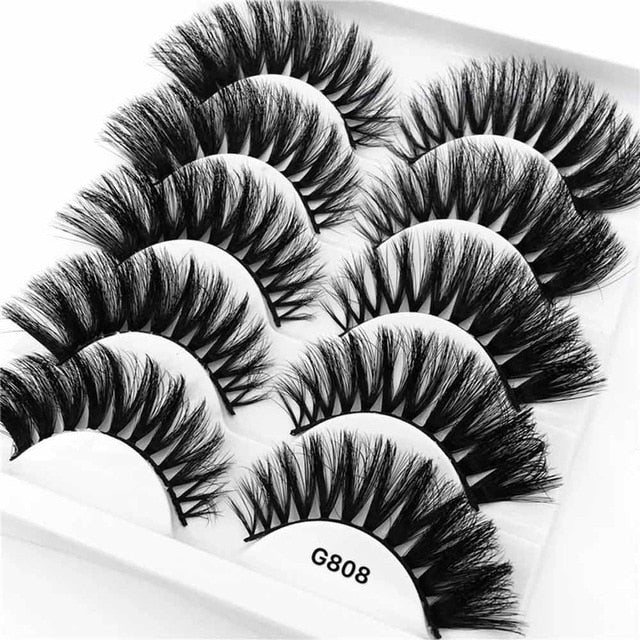 5 Pair 3D Mink Lashes Eyelashes Natural Eyelash Extension Volume Lashes Long Cross Faux Eye Lashes Makeup G800 G815