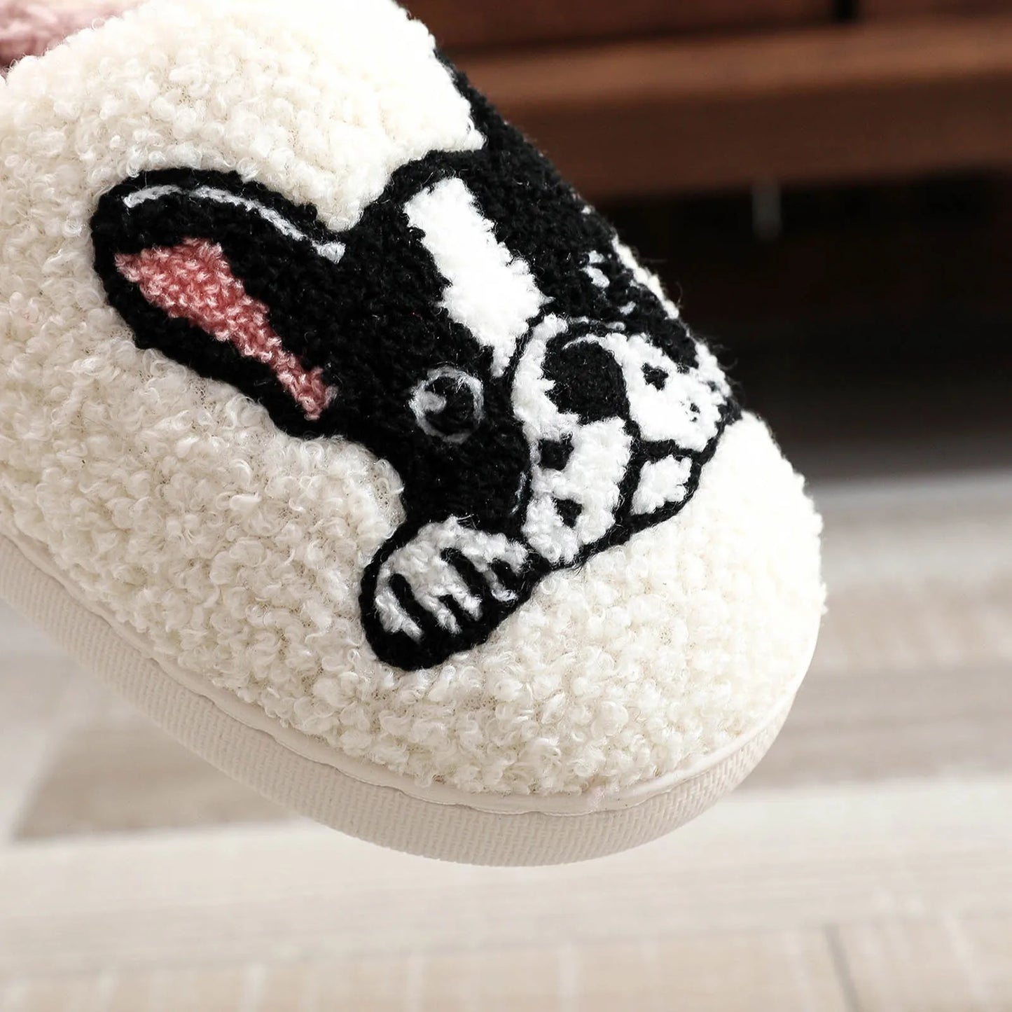 Winter Home Slippers For Women Cute Cotton Slippers Embroidery Houseshoes Cozy Fluffy House Retro Shoes Indoor Slide Shoes