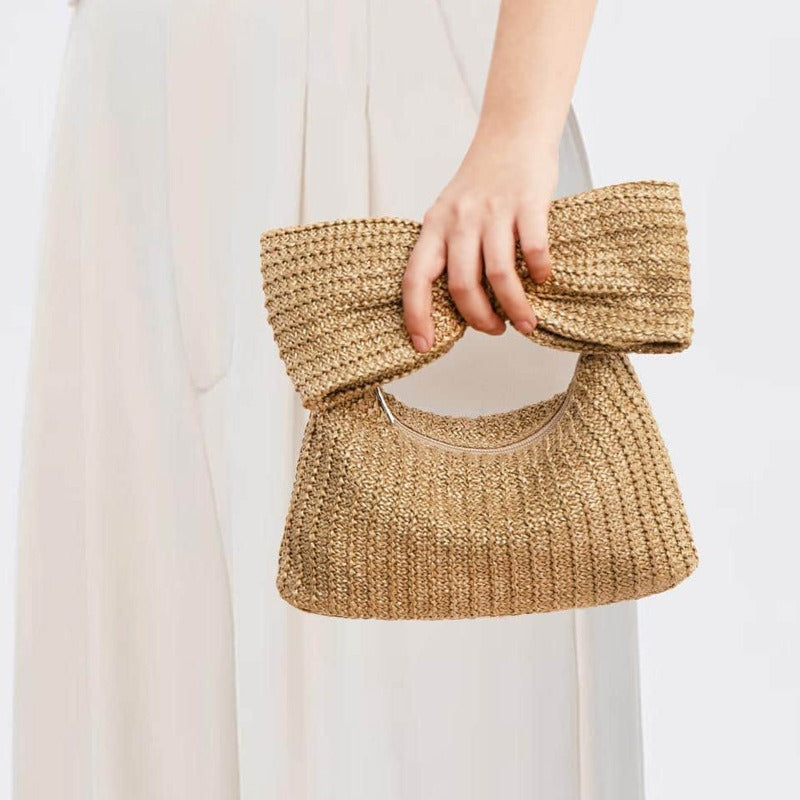 Bow knot grass woven handbag small bag hand-held bag