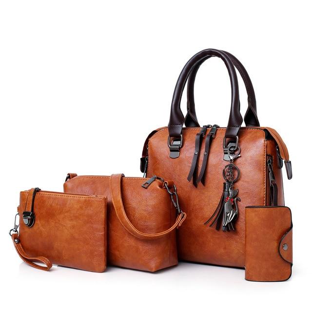 Designer Leather Handbag 4 In One