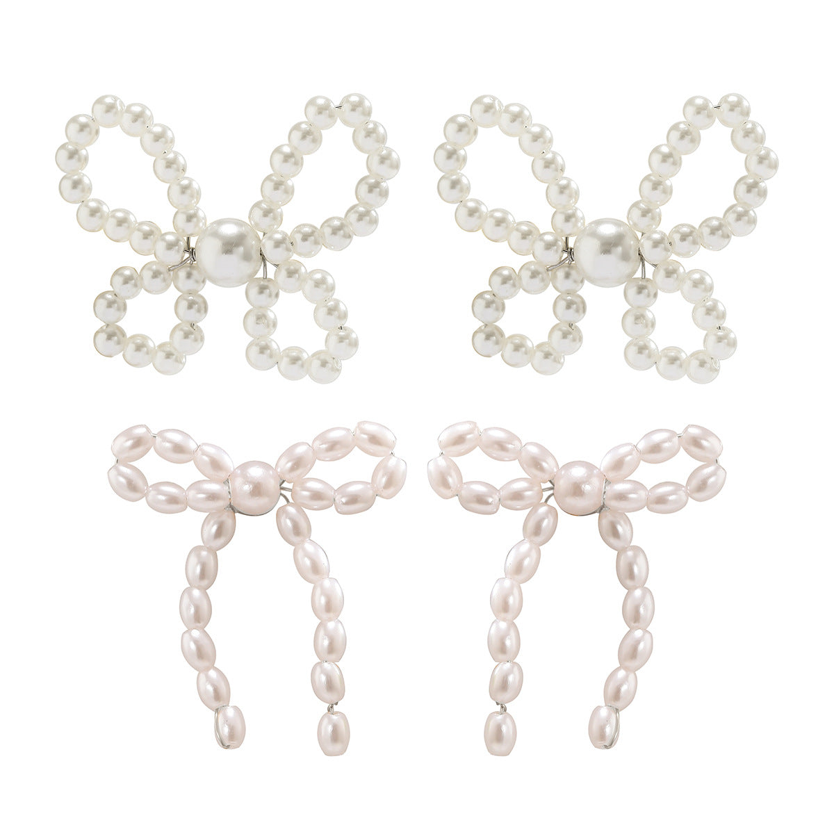 Hot selling bow tie French tassel earrings with simple imitation pearl BowEarring earrings