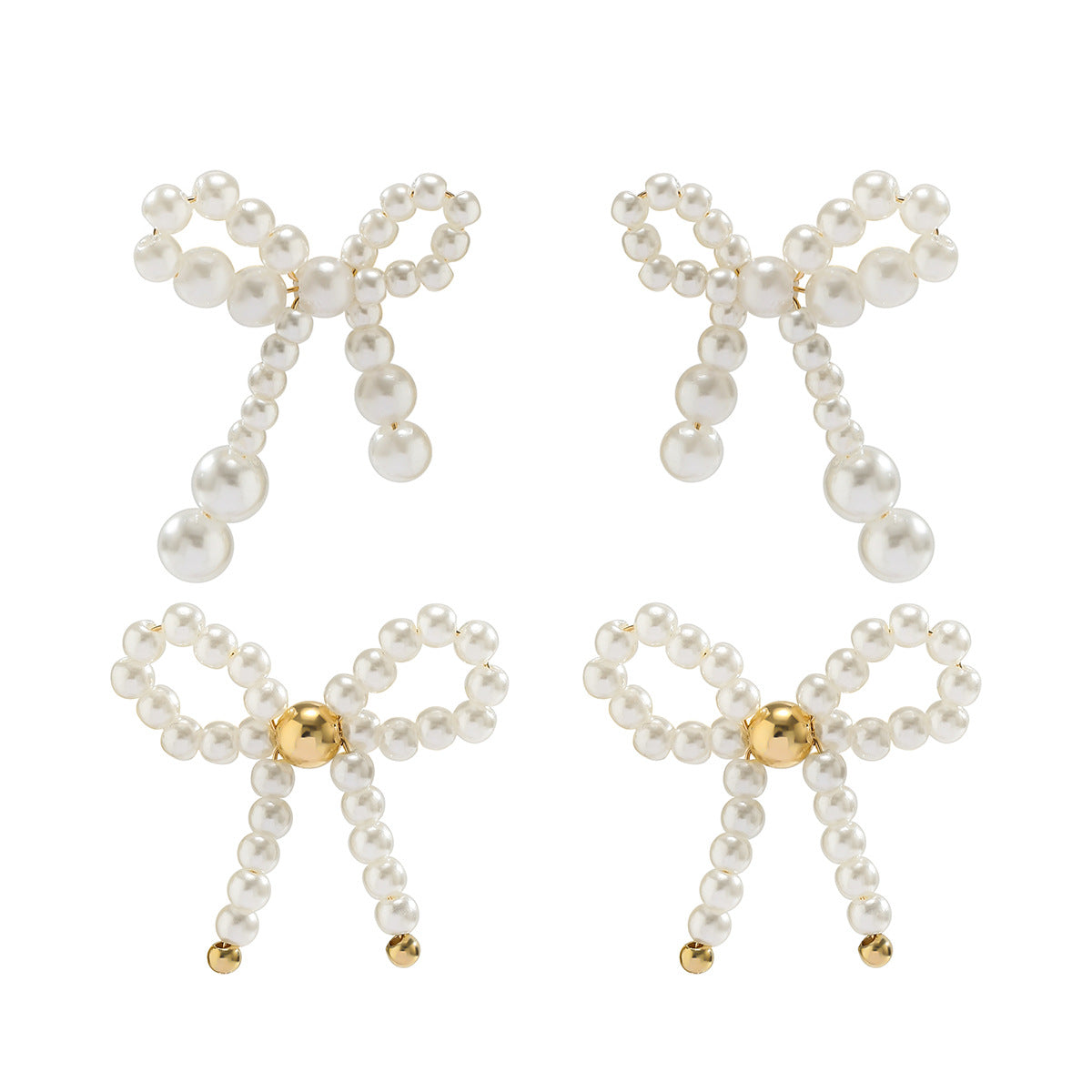 Hot selling bow tie French tassel earrings with simple imitation pearl BowEarring earrings