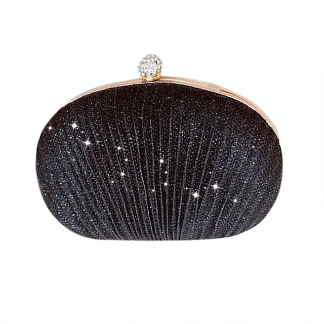 Women shell Evening Bag Simple Handbag Solid color Party Sparkly Clutch Pleated Handbag kadın Canta Sac Cuir Femme Bolso Mujer