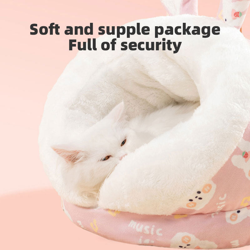 Fluffy Cute Cozy Cat Warmer bed In Winter Semi Closed All Season Universal Slippers Cat and Dog Bed