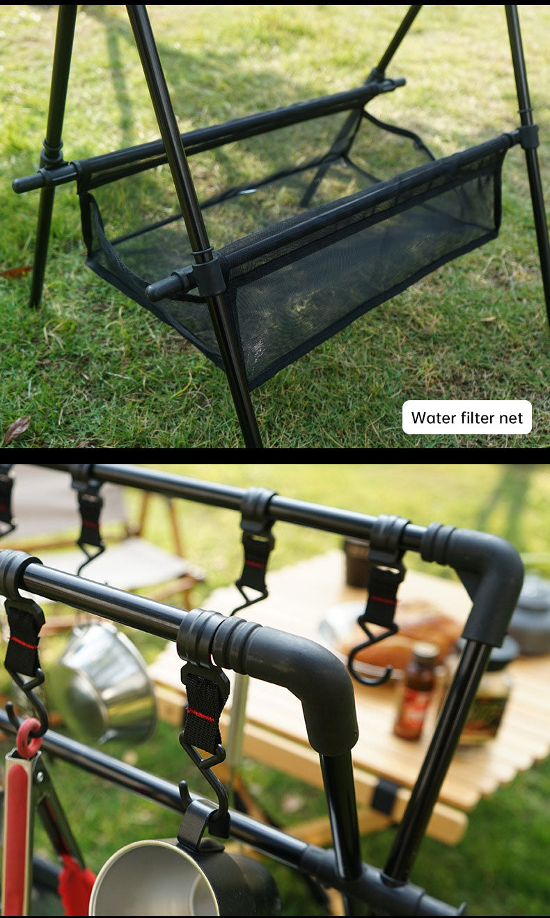 Outdoor camping folding shelf camping car drying rack drying net drying rack storage rack