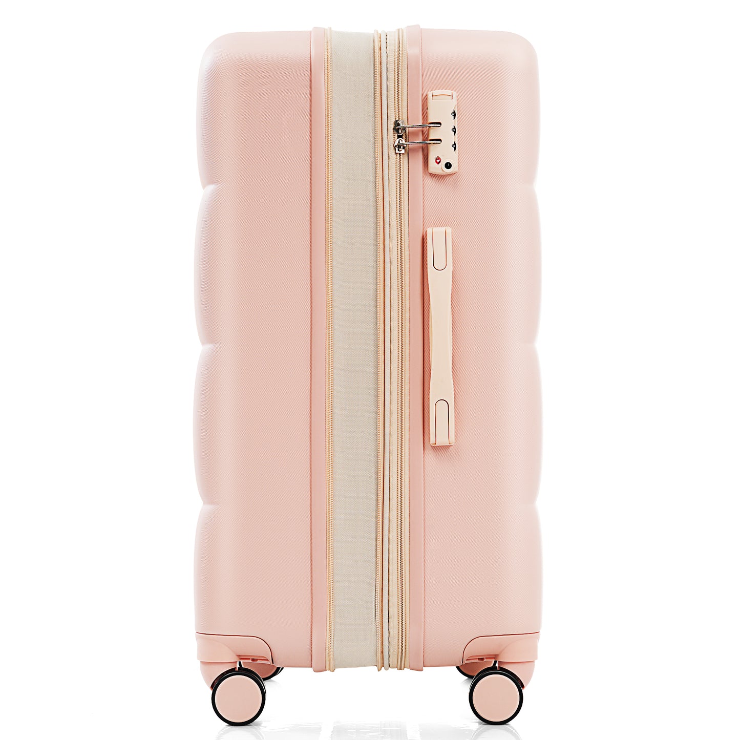 Elegant 3-Piece Luggage Set 20 inches ABS Hard Shell Luggage with USB port and cup holder Rotating Wheel Pink Set