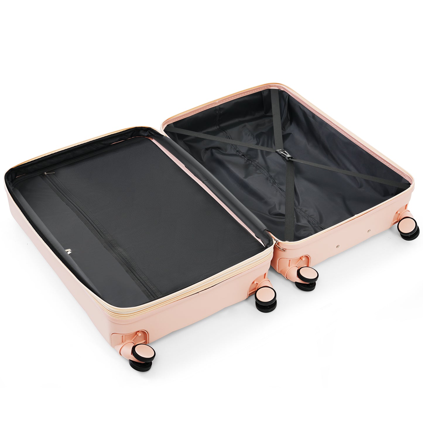 Elegant 3-Piece Luggage Set 20 inches ABS Hard Shell Luggage with USB port and cup holder Rotating Wheel Pink Set