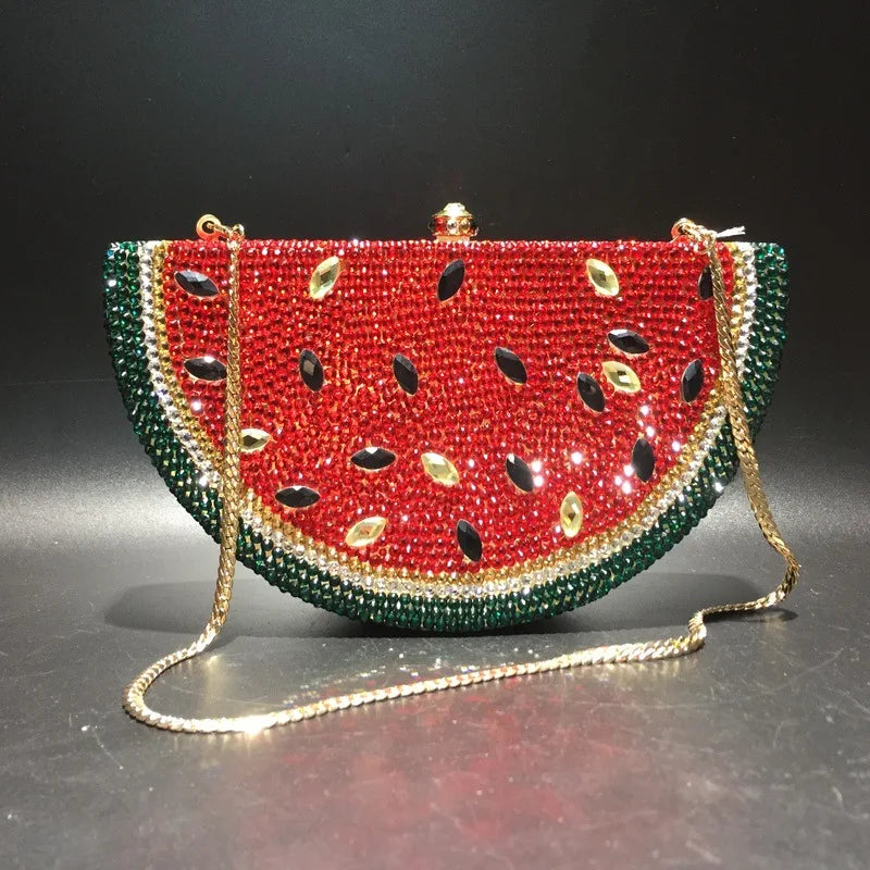 Watermelon Crystal Diamond Evening Bags Women Rhinestone Clutch Wallet Minaudiere Bag Bridal Wedding Bridal Handbag Purse