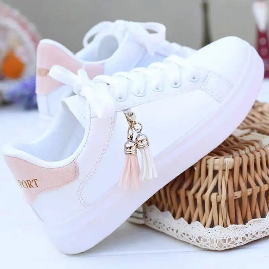 Casual Women Sneaker Breathable Students Shoes Sports for Girl Flat Mesh White Shoes