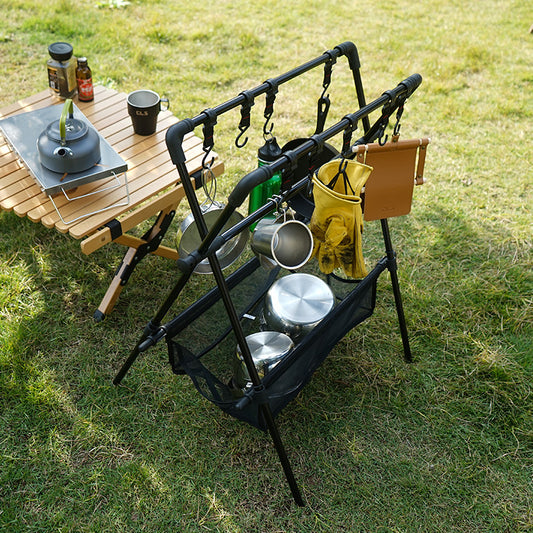 Outdoor camping folding shelf camping car drying rack drying net drying rack storage rack