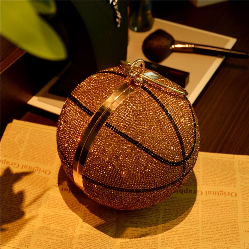 New Women glitter Basketball Evening Clutch Shoulder Bag Bridal Party Prom Wedding Crossbody Handbag Purse