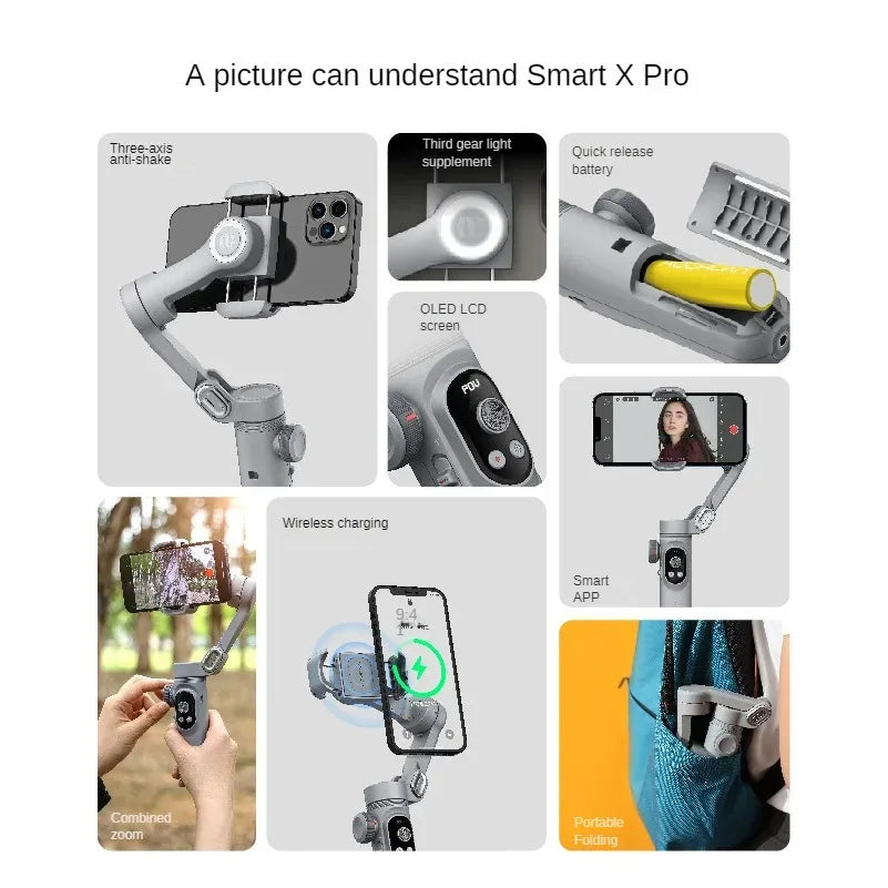 XPro Mobile phone stabilizer three-axis anti shake Tiktok short video VLOG shooting handheld PTZ live broadcast support