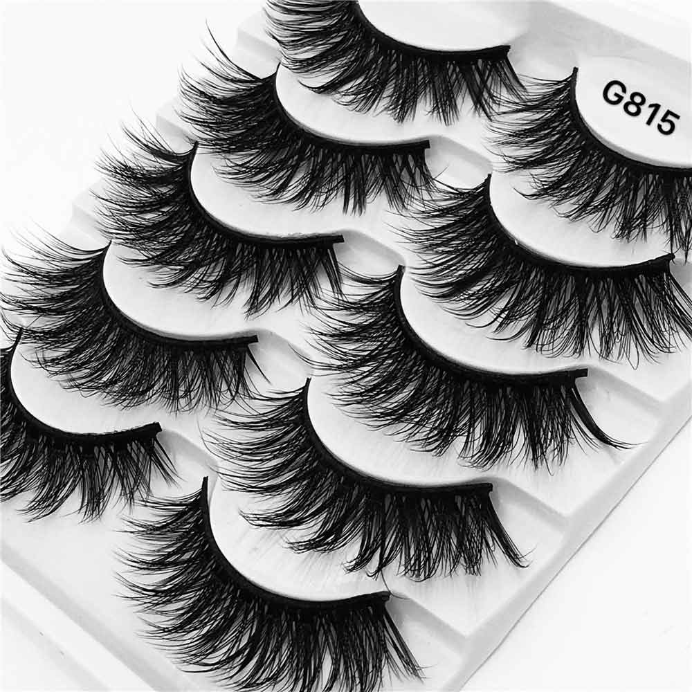 5 Pair 3D Mink Lashes Eyelashes Natural Eyelash Extension Volume Lashes Long Cross Faux Eye Lashes Makeup G800 G815