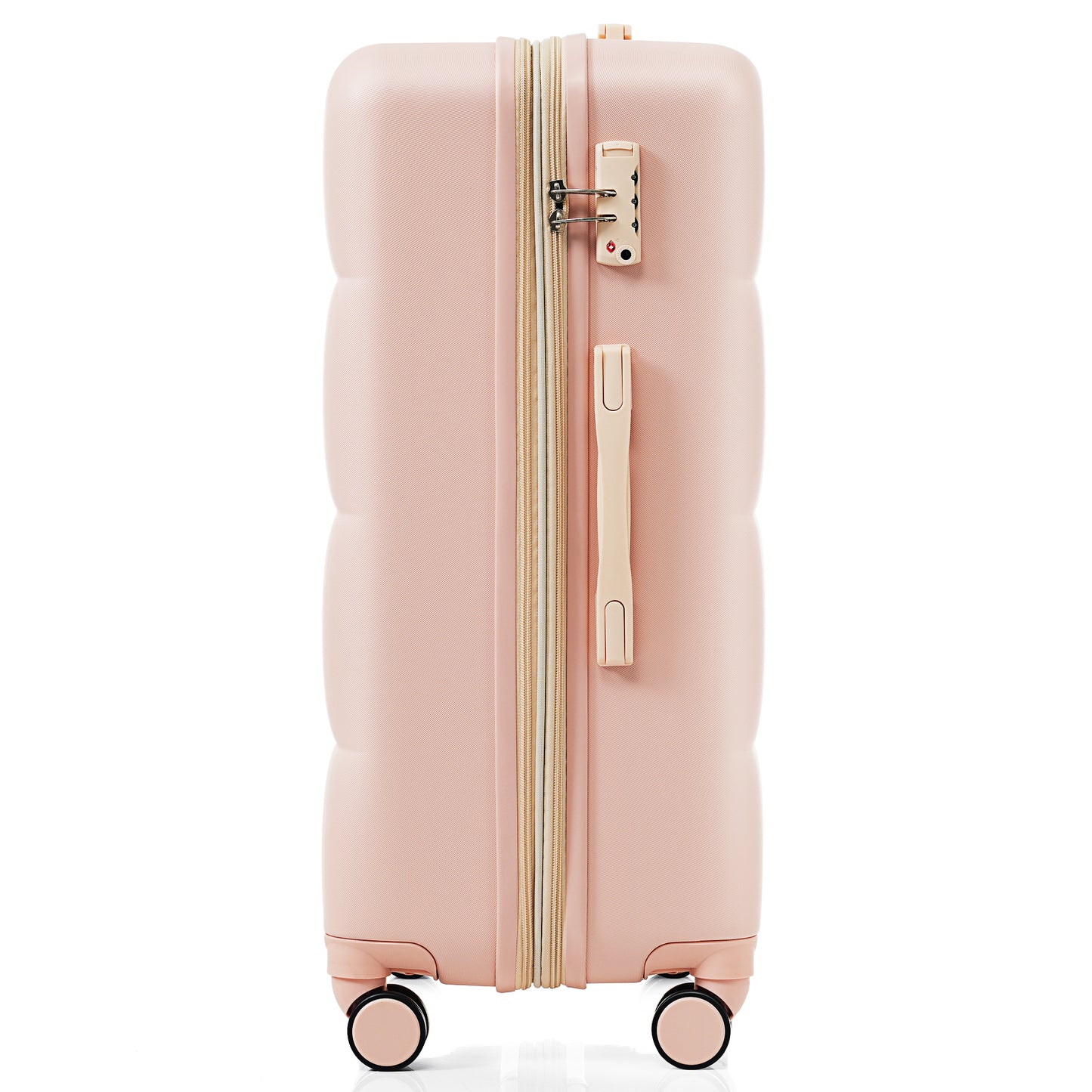 Elegant 3-Piece Luggage Set 20 inches ABS Hard Shell Luggage with USB port and cup holder Rotating Wheel Pink Set