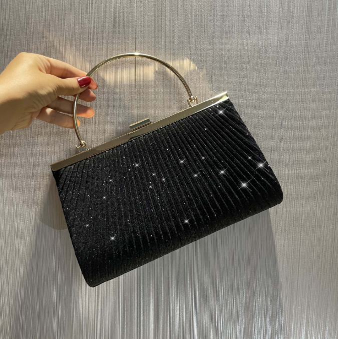 Pleated shiny evening bag handbag mobile phone bag women's banquet bag cheongsam dress bag