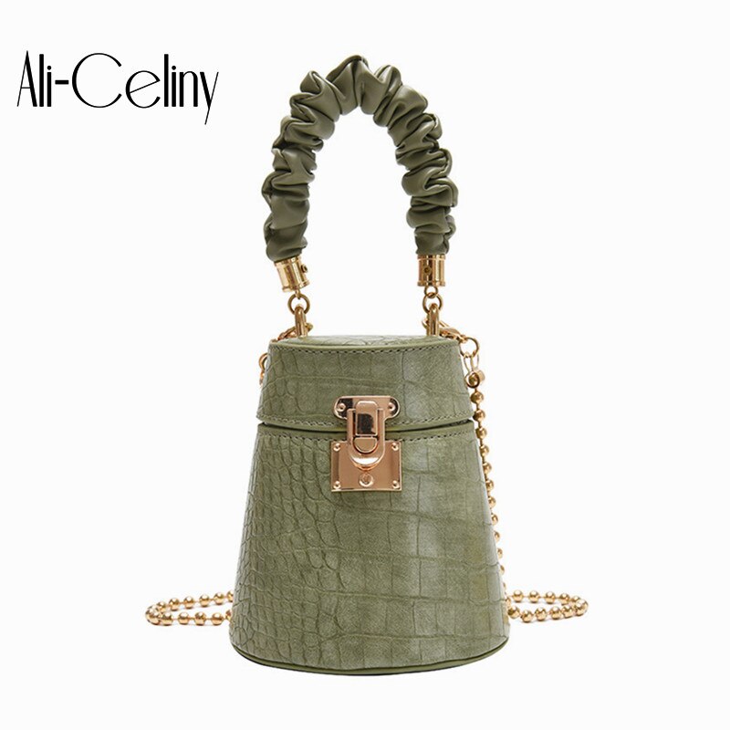 Women's bag  Original Design Handbag Fashion Handbag Crocodile Pattern Bucket Bag Chain Slung Portable Shoulder Bag