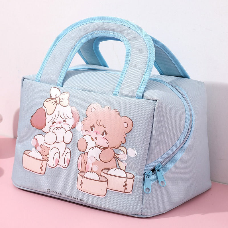 Cute Cartoon Lunch Box Bag Large Capacity Heat Preservation Handbag Convenient Bag Student Lunch Bag