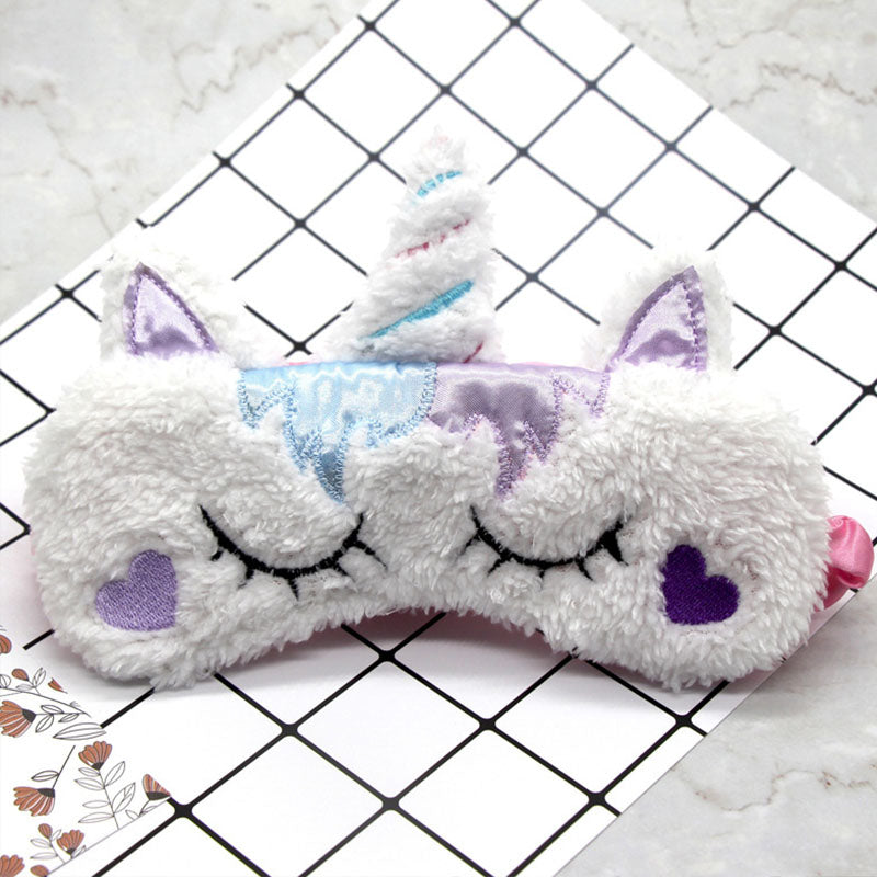 Unicorn Eye Mask Stuffed Toy Sleeping Mask Plush Eye Shade Cover Blindfold Eyeshade Suitable for Travel Home Girlfriend Gift