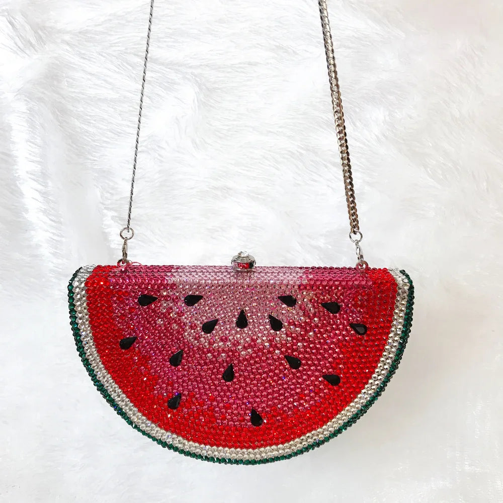 Watermelon Crystal Diamond Evening Bags Women Rhinestone Clutch Wallet Minaudiere Bag Bridal Wedding Bridal Handbag Purse