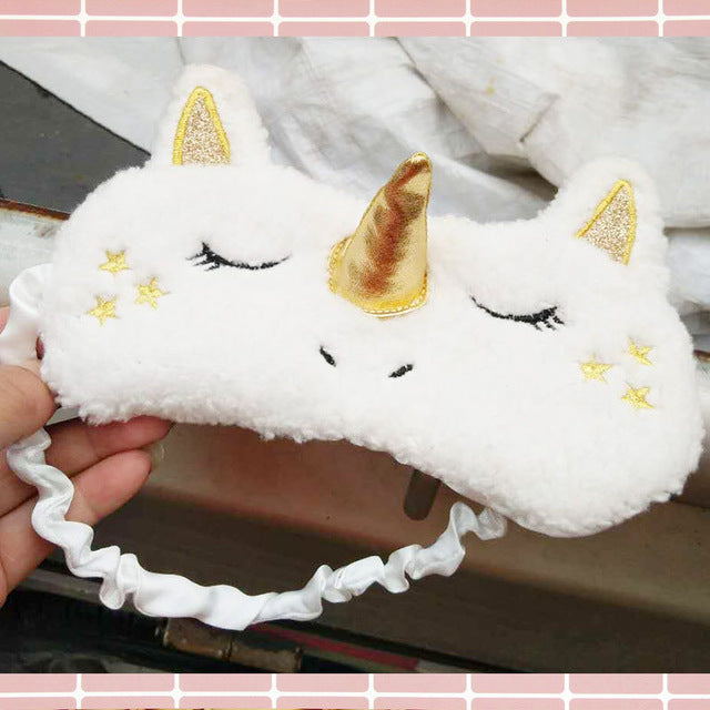 Unicorn Eye Mask Stuffed Toy Sleeping Mask Plush Eye Shade Cover Blindfold Eyeshade Suitable for Travel Home Girlfriend Gift