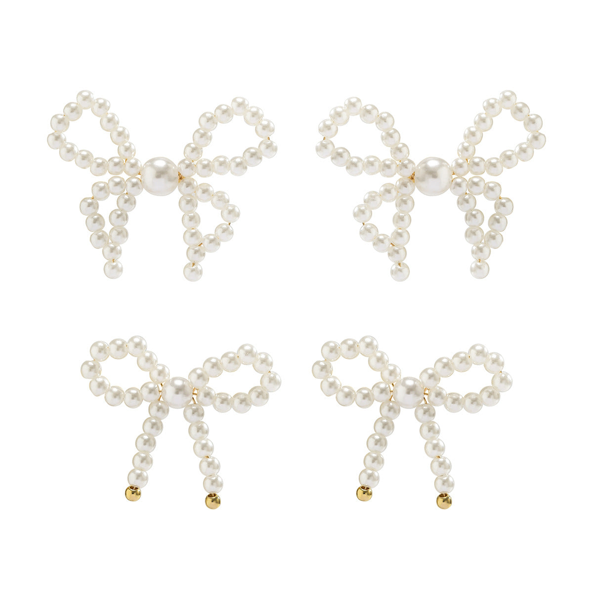 Hot selling bow tie French tassel earrings with simple imitation pearl BowEarring earrings