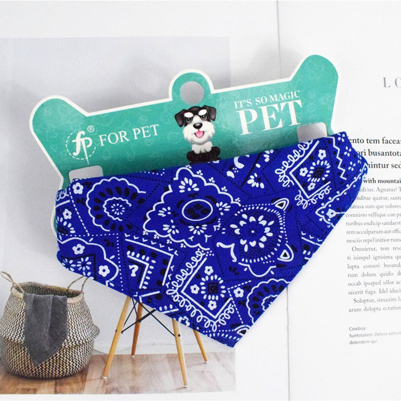 Pet Collar Bandanna print Retractable Triangle shape Pet Supplies