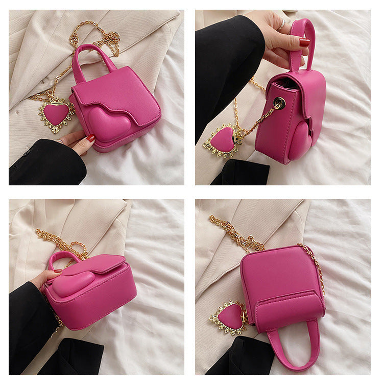 Lipstick Bag Handbag New Fashion Peach Heart Shoulder Bag Women's Cute Chain Messenger Bag