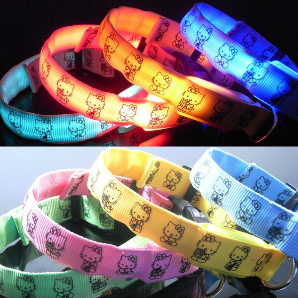 Hello Kitty Mickey LED Pet Collar Luminous Collar Than Bear Teddy Dog Cute Luminous Pet Collar