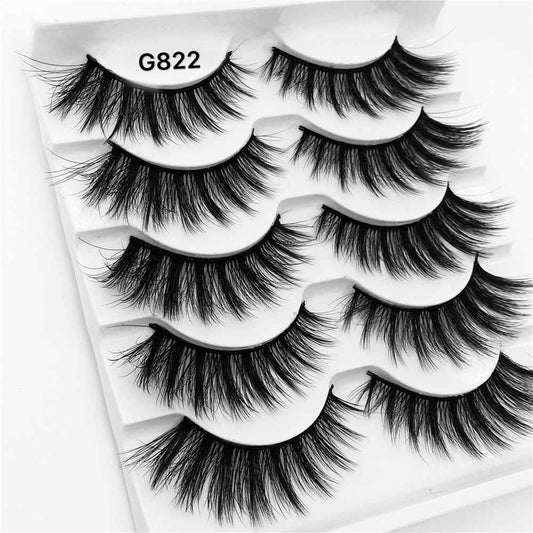 5 Pair 3D Mink Lashes Eyelashes Natural Eyelash Extension Volume Lashes Long Cross Faux Eye Lashes Makeup G800 G815