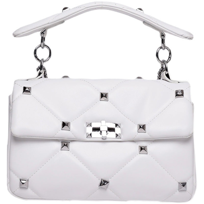 Popular New Texture Handbag Women's Bag Rivet Bag Summer Rhombus Chain Small Square Bag