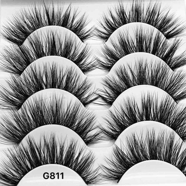 5 Pair 3D Mink Lashes Eyelashes Natural Eyelash Extension Volume Lashes Long Cross Faux Eye Lashes Makeup G800 G815