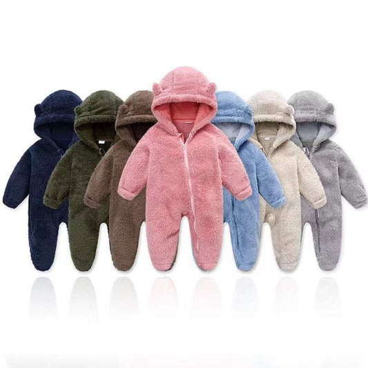 New Baby Open Bag Handbag Feet Flannel Autumn Winter One-Piece Crawling Suit