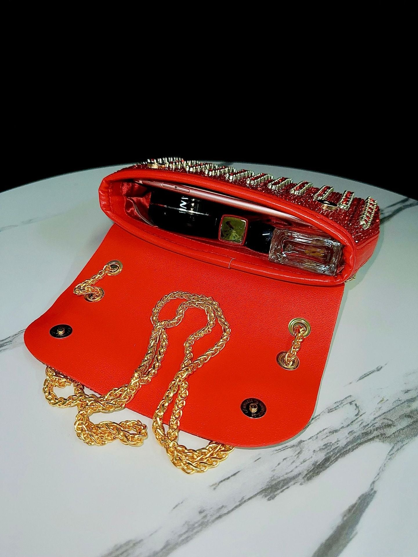 New Evening Dress, socialite, rhinestone handbag, diamond studded chain cheongsam bag, crossbody, banquet bag, women's handbag