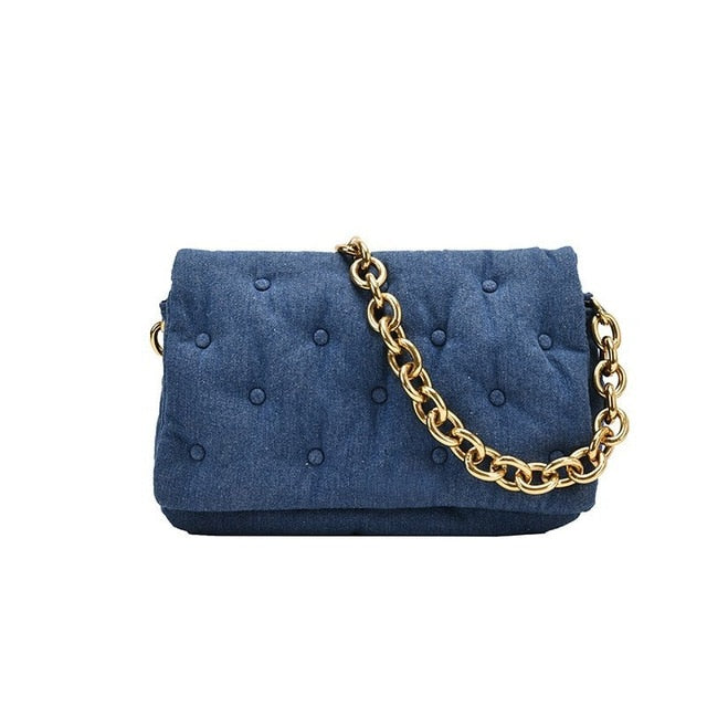 Women's Shoulder Bags Denim Quality Thick Metal Chain Shoulder Purses And Handbag Women Clutch Bags